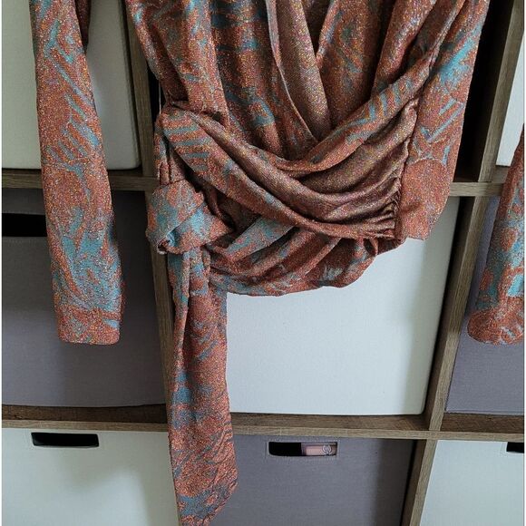Zara Trafulac shimmer wrap top Size S - Picture 6 of 12
